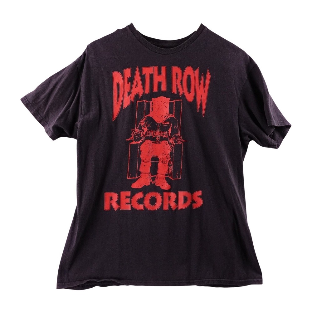 Death Row Records Graphic T Shirt Black Red Womens Size L Stretch Hip Hop